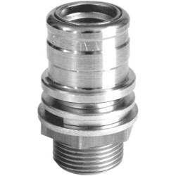 Raccord automatique pour circuit d'eau fileté G 3/4 mâle traversée de cloison à obturation