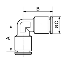 Raccord instantané métallique coude égal 90° pour tube diamètre extérieur 14 mm