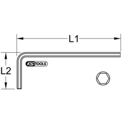 Clé mâle brunie 6 pans courte