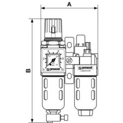 Filtre régulateur lubrificateur Alto 1 - 2 blocs avec manomètre et fixation G 1/4