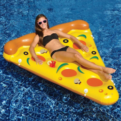 Bouée part de pizza avec système d'accroche et portes-gobelets - L 1.93 m - PVC durable