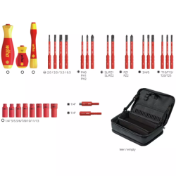 Trousse équipée de 31 outils isolés slimVario electric Wiha pour électricien