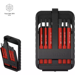 Coffret de 6 embouts isolés slimBit Wiha fente 2.5 - 3.5 - 5.5 - 6.5 mm et Phillips PH1 PH2