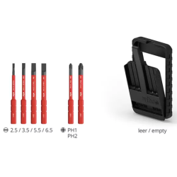 Coffret de 6 embouts isolés slimBit Wiha fente 2.5 - 3.5 - 5.5 - 6.5 mm et Phillips PH1 PH2