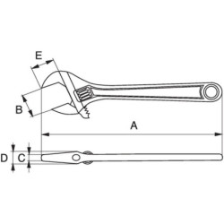 Clé à molette grande ouverture Bahco ouverture 38 mm longueur 218 mm
