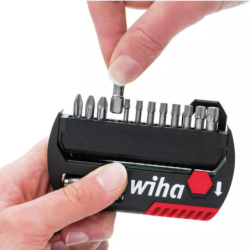 Coffret de 12 embouts de vissage FlipSelector Wiha Fente PH PZ 25 mm et porte-embout 1/4