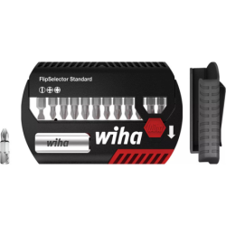 Coffret de 12 embouts de vissage FlipSelector Wiha Fente PH PZ 25 mm et porte-embout 1/4