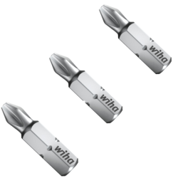 Embout standard Phillips 1/4 Wiha longueur 25 mm PH3 - Lot de 3