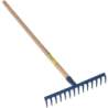 Râteau forgé 14 dents courbes Perrin manche bois 150 cm
