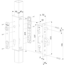 Serrure à encastrer avec axe 35mm Locinox pour profil de 60mm et plus - inox