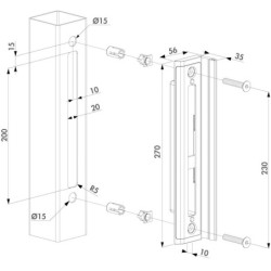 Kit complet 54-I en acier inoxydable avec serrure à encastrer et poignée inox