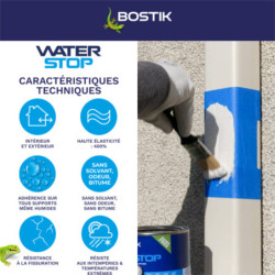 Membrane d'étanchéité Waterstop Bostik gris direct sans primaire Spray 500ml
