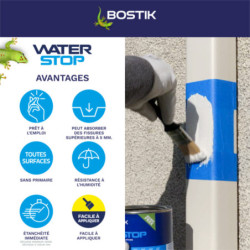 Membrane d'étanchéité Waterstop Bostik gris direct sans primaire Spray 500ml