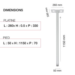 Pied elliptique Blanc crème mat RAL 9010