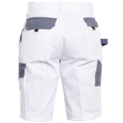 Bermuda de travail Berty PBV en polycoton blanc et gris