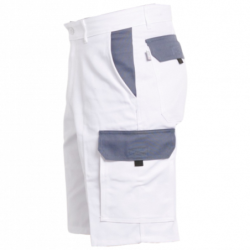 Bermuda de travail Berty PBV en polycoton blanc et gris
