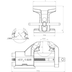 Etau double guidage Série 47T Dolex base tournante 150 mm x 185 mm