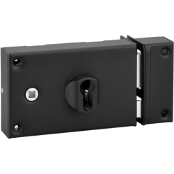 Boitier de serrure en applique double entrée à fouillot acier cambré