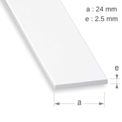 Profilé plat en polyester et fibre de verre blanc - largeur 24 mm - épaisseur 2.5 mm - longueur 1 m