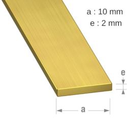 Profilé plat en laiton - largeur 10 mm - épaisseur 2 mm - longueur 1 m