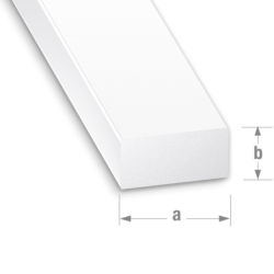 Profilé rectangulaire en PVC blanc - largeur 10 mm - hauteur 4 mm - longueur 1 mètre