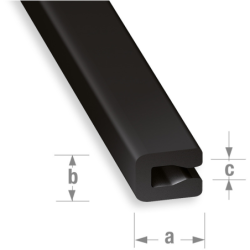 Profil U pour entourage tôle en PVC noir - 7 x 4 x 2 mm - longueur 1 mètre