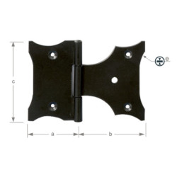 Charnière intermédiaire broche sertie CQFD percée - 55 x 75 x 93 mm - acier noir