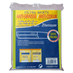 Filtre mixte synthétique et charbon actif pour hotte de cuisine Autogyre 57 x 47 cm