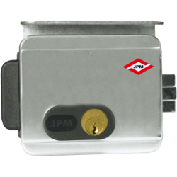 Serrure électrique en applique cylindre rond pour grille - longueur : 50 mm - réversible