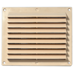 Grille de ventilation à auvents anti-pluie et moustiquaire - 175 x 146 mm - Sable