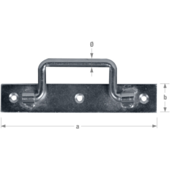 Poignée sur platine pour volet ou porte CQFD acier zingué diamètre 7mm