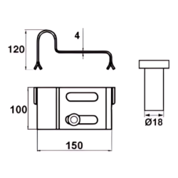 Sabot de portail à sceller 150 x 100 x 120 mm