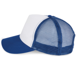 Casquette trucker 5 panneaux Royal Blue et White
