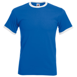 Tee shirt Ringer Valueweight royal Blue et white