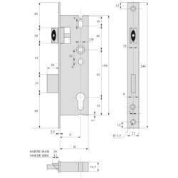 Serrure 1 point à larder 2560 largeur 57 mm
