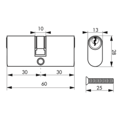 Cylindre laiton à profil ovale 30x30 avec 3 clés