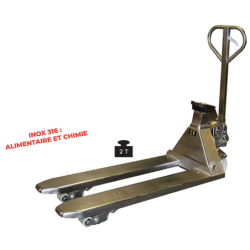Transpalette manuel peseur 2000 Kg Inox 316 alimentaire et chimie