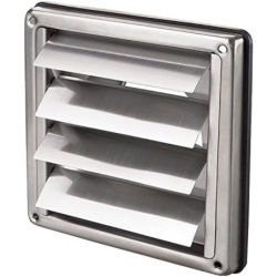 Grille de ventilation métallique à volet - 137 x 137 mm - Diamètre 100 mm - Coloris inox