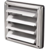Grille de ventilation métallique à volet - 137 x 137 mm - Diamètre 100 mm - Coloris inox