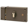 Serrure en applique horizontale profil européen à fouillot Vachette marron gauche - axe 60 mm