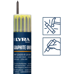 Mine pour porte mine télescopique Lyra Dry étui de 12 mines dureté 2B couleur graphite