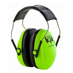 Casque antibruit enfant Peltor Kid vert néon serre tête SNR 27dB
