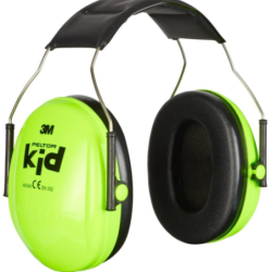 Casque antibruit enfant Peltor Kid vert néon serre tête SNR 27dB