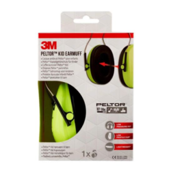 Casque antibruit enfant Peltor Kid vert néon serre tête SNR 27dB