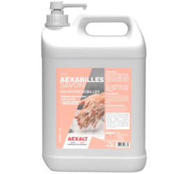 Savon microbilles mains Aexabilles salissures fortes parfum citron bidon poussoir 4.5 L
