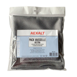 Ensemble nettoyage essuyage vaisselle absorbant 1 torchon microfibre et 1 éponge grattante