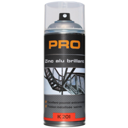 Aérosol zinc aluminium gris brillant K201 PRO soudures et surfaces zinguées - Bombe de 400 ml