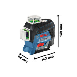 Niveau laser 3 lignes vertes 12V Bosch GLL 3-80 CG 30 mètres avec batterie support et L-Boxx