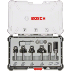 Fraise à araser et de bordage Bosch en carbure queue de 8 mm en coffret de 6