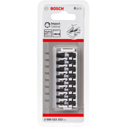 Pack de 8 embouts de vissage Bosch Impact Control Torx T15 à T40 longueur 25 mm